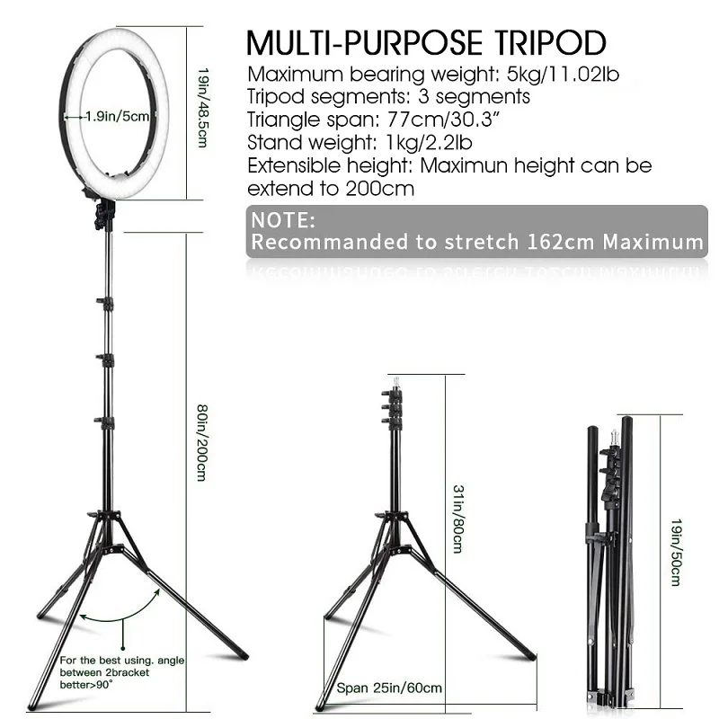  Travor LED Ring Light 18 Inch Ring Lamp Photo light ring With Tripod Phone holder for YouTube makeu - 32914517335