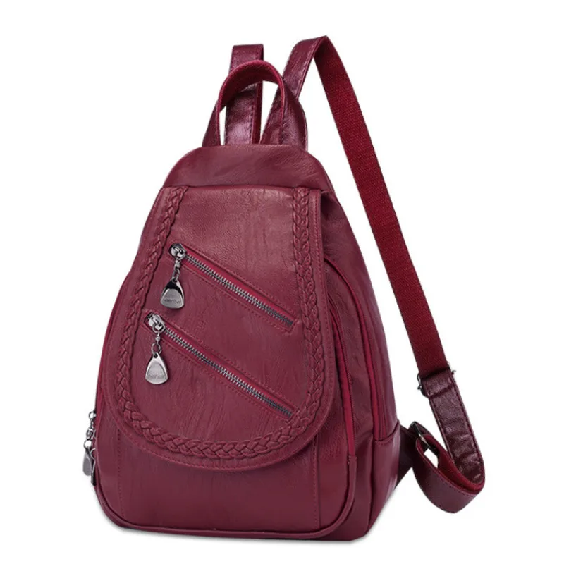 

Ferazega New Fashion Korean Backpack Women's Solid Color Travel Backpack Version PU Soft Leather Tide Casual Waterproof Backpack