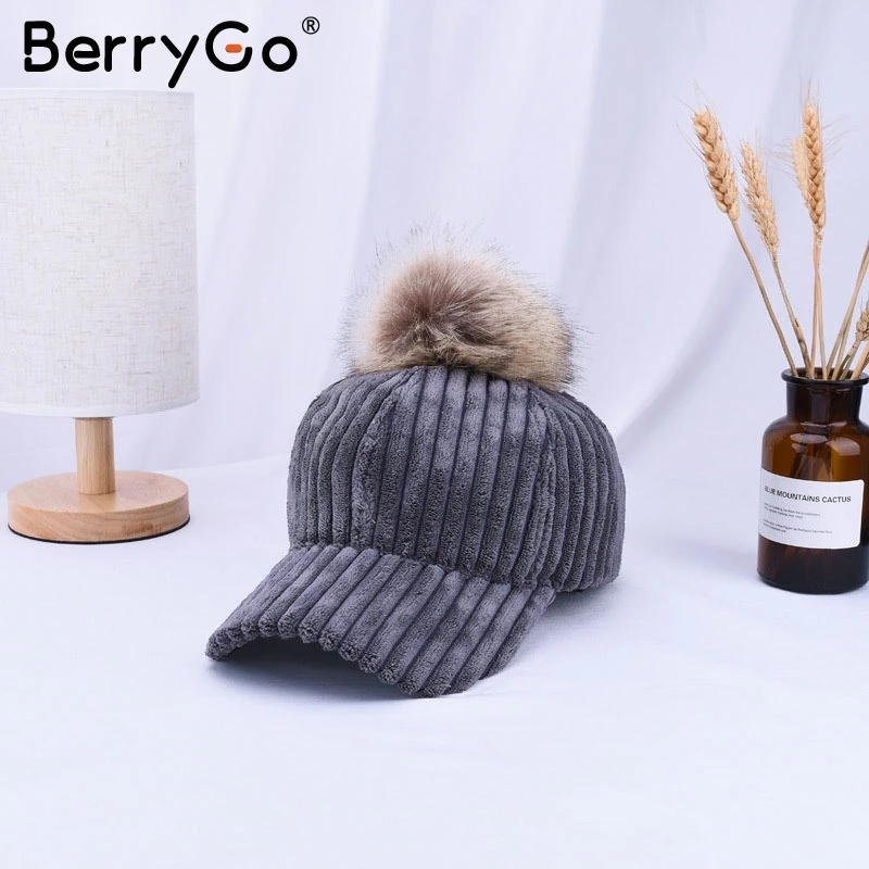 BerryGo вельвет волосы мяч Регулируемые Женщины hat модный стиль на осень-зиму бейсболки женские повседневные hat casquette
