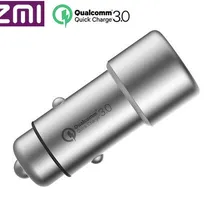 Xiaomi зми автомобиля Зарядное устройство с двумя портами USB QC3.0 Быстрая зарядка 5 В/2.4A 9В/2A 12 V/1.5A металлический бампер для iPhone samsung iPad