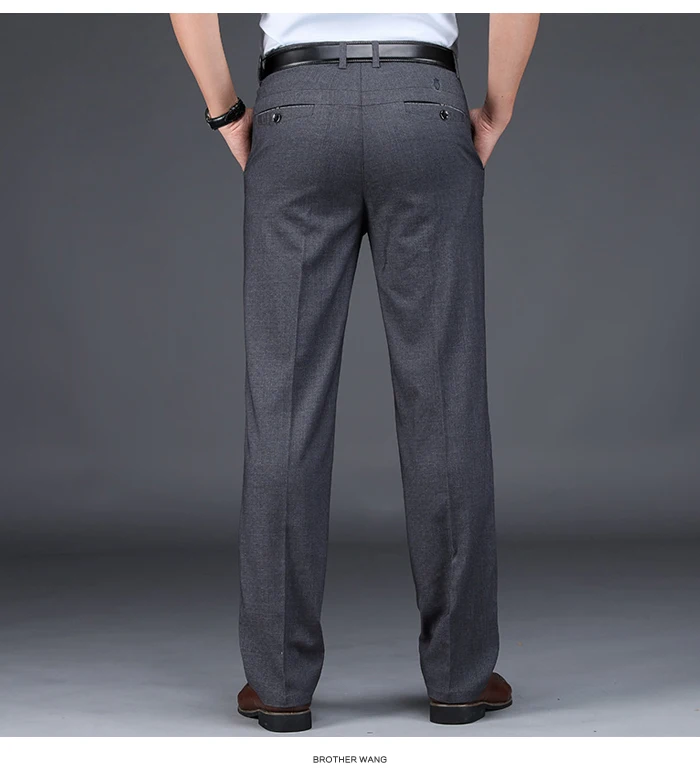Летние мужские тонкие Костюмные брюки новые деловые повседневные Прямые свободные эластичные брюки Брендовые брюки классический стиль размера плюс 30 40 42