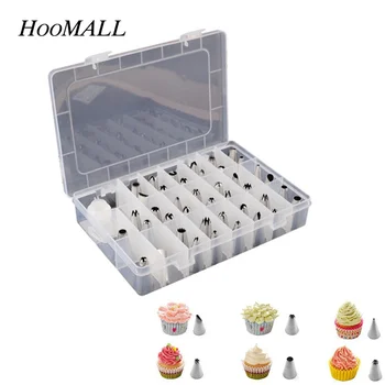 

Hoomall 42Pcs DIY Cake Decorating Tool Set Stainless Steel Cake Flower Piping Nozzles Pastry Tips Mouth Cream Fancy Bakeware
