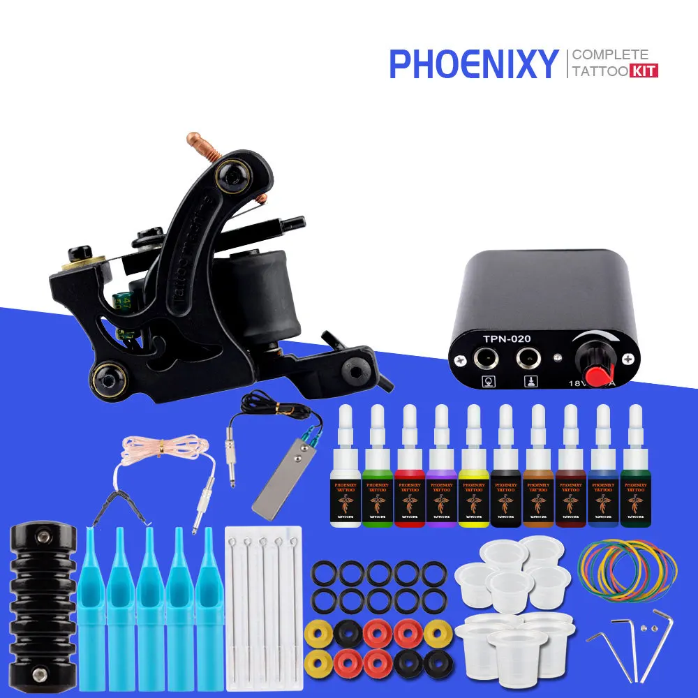 

Beginner Tattoo Kit 1 Tattoo Machine Gun Set Black Ink Pigment Makeup Tools Induction Tattoo Power Supply Set Permanent Makeup