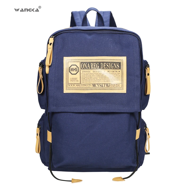 

WANGKA Fashion Backpack Canvas Large Capacity fit 15 inch Laptop Men Travel Rucksack School Shoulder Bag for Teenager Women 2019