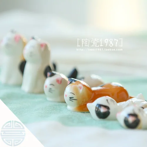 

Ceramic small cat for tableware decoration hand painting thermos decorations gift brief cute living room decor doll