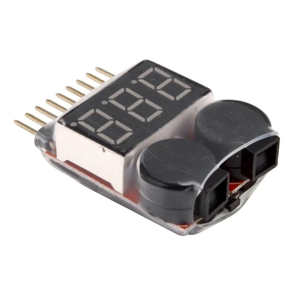

1-8S Lipo/Li-ion/Fe Battery Voltage 2IN1 Tester Low Voltage Buzzer Alarm For RC Quadcopter BB Ring