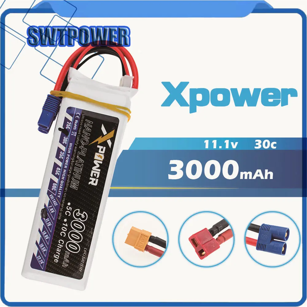 

11.1v 3s 3000mAh lipo battery 30C max 35C EC3 XT60 T plug lithium batteries for RC drone Helicoptes Airplane parts