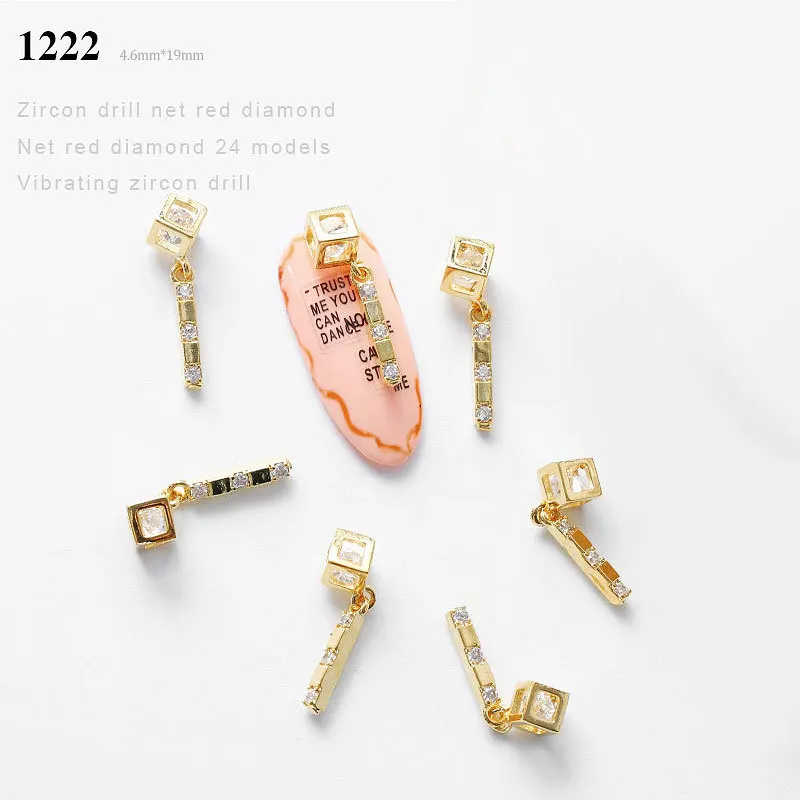 3D Nail Art Decoration Zircon Nails Rhinestone Tassel/Heart/Wing/Chain Nails Jewelry Top-level Long Nail Charms Ornaments - Цвет: S04279