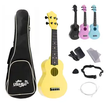 4 Strings 21 Inch ABS Ukulele Full Kits Acoustic Colorful Hawaii Guitar Guitarra Instrument for Children and Music Beginner 1