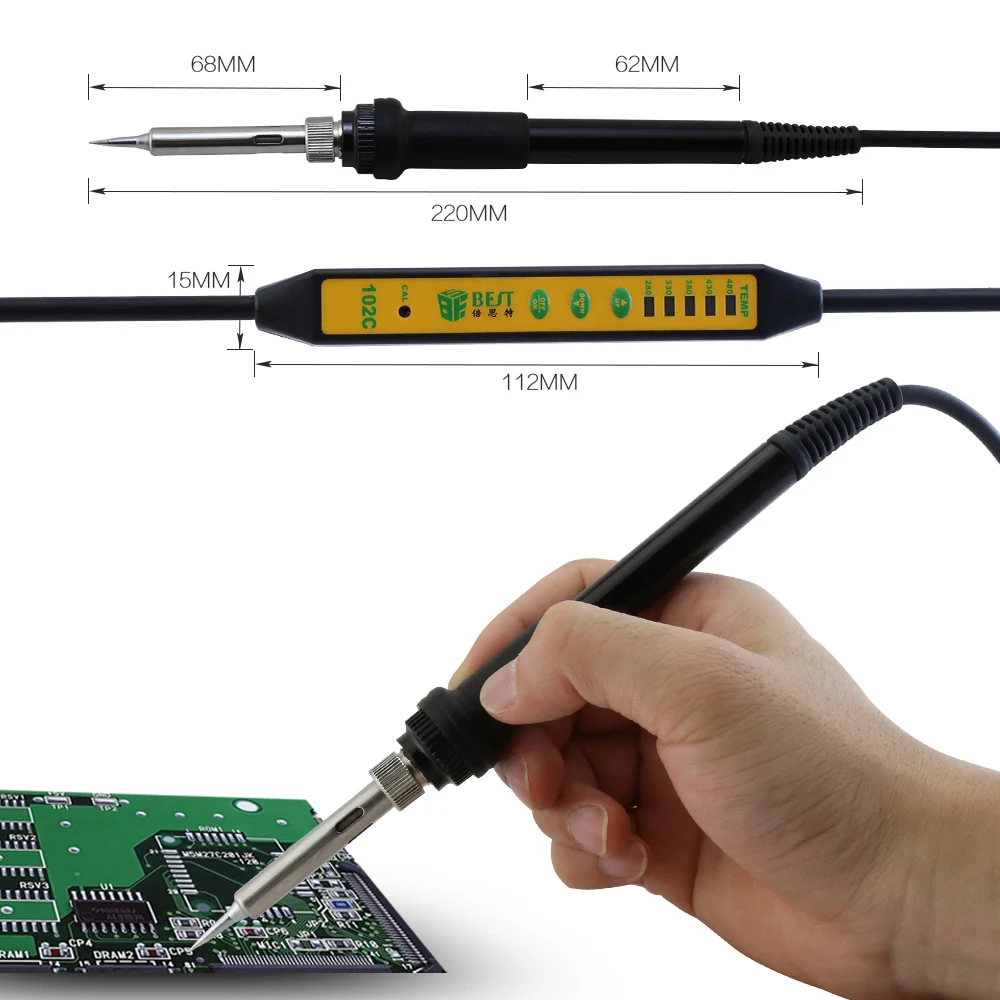 BEST-102C высокое качество температура регулируемый сварочный паяльник с выключателем ремонтный инструмент припоя инструменты