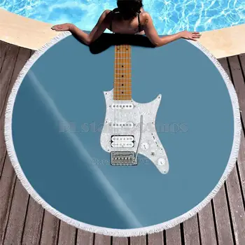 

Violin Guitar art Musical instrument Women Bath Towel for Beach Thick Round 3d print Fabric Quick Compressed Towel new style-17