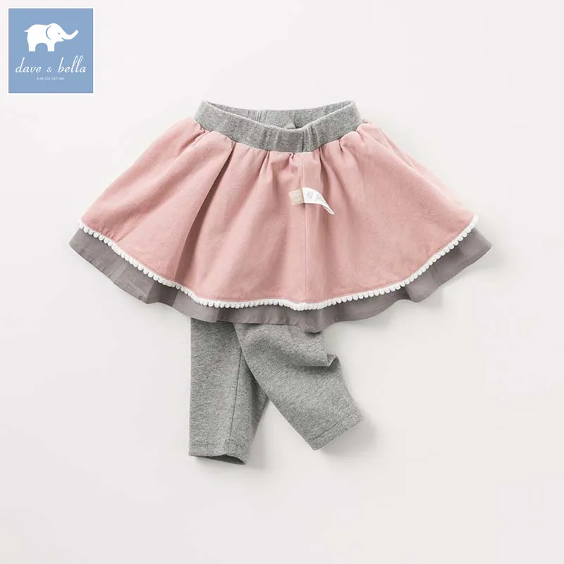 DBZ8060 dave bella/осенние штаны с оборками для маленьких девочек детские длинные штаны для малышей