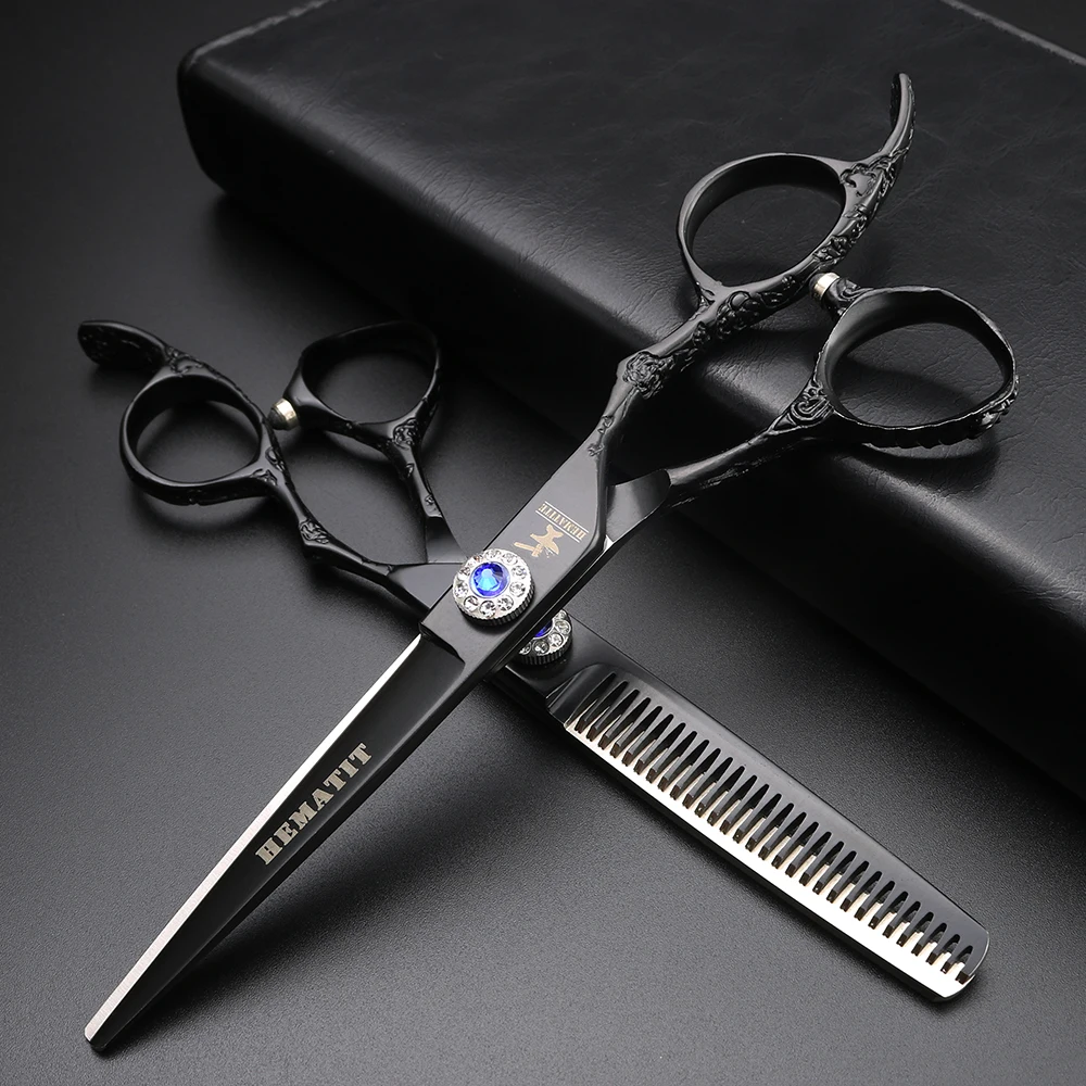 

Black hairdressing scissors hair thinning scissors cutting scissors styling tools professional 6 inch hairdressing scissors