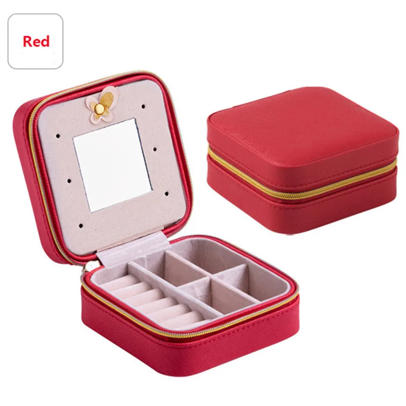 Мини дорожный контейнер для хранения косметики и украшений органайзер для макияжа упаковочные коробки серьги для хранения Шкатулка Контейнер Выпускной подарок для девочек - Цвет: Red