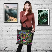 Краудейл двусторонняя печать собака напечатанная роскошная женская большая льняной мешок для покупок тоут сумка на плечо для дам дож Кастомизация