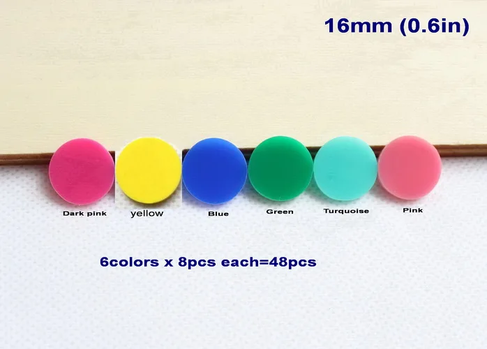 10 мм/12 мм/16 мм акриловые круглые серьги без отверстий в ассортименте(без гвоздиков) розовый, желтый, синий, зеленый, бирюзовый Disc-AC1046K - Цвет: 16 MM(0.63 In)48pcs
