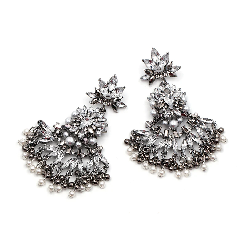 2018 Hot Luxury Bohemian Simulated Pearls Fringed Earring Women Fashion Dangle Jewelry Silver Color Drop Earrings