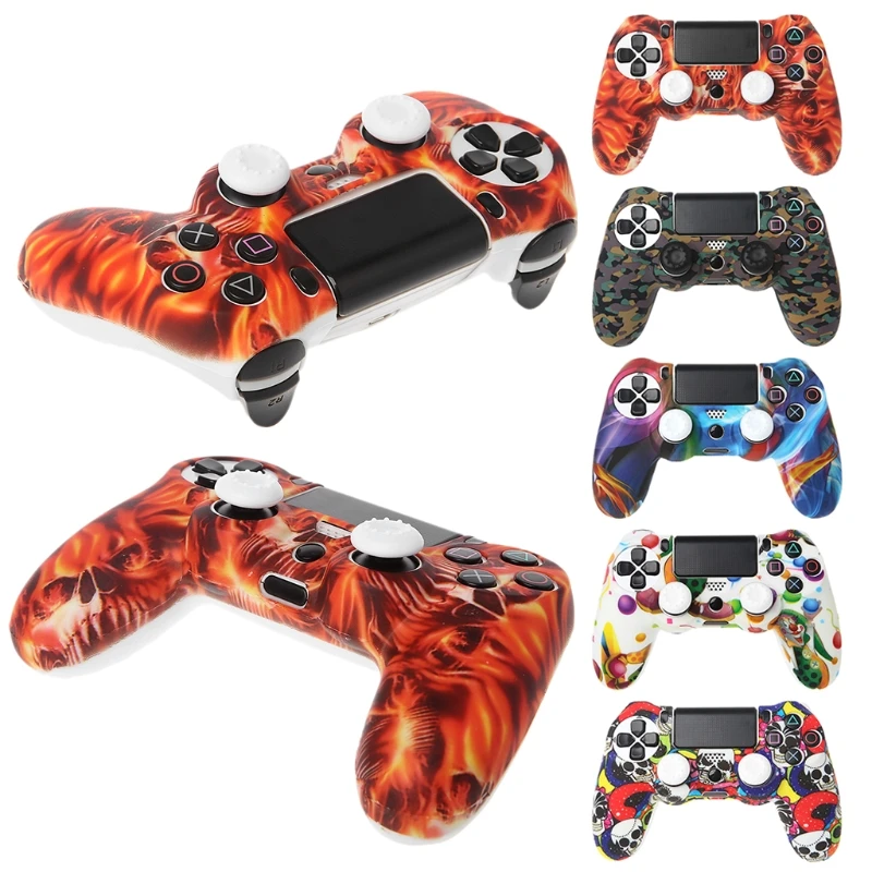 

Silicone Gamepad Skin Grip Cover Protector Case + 2 Caps Kit For PS4 Controller