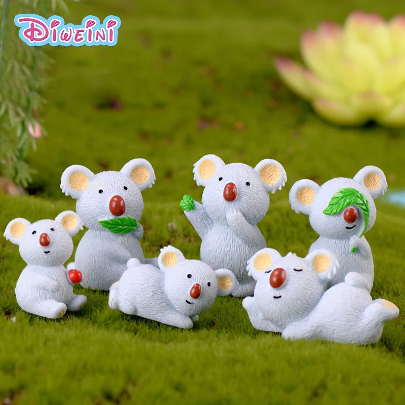 Серая игрушка медведь из смолы модель животного миниатюрные Мультяшные фигурки