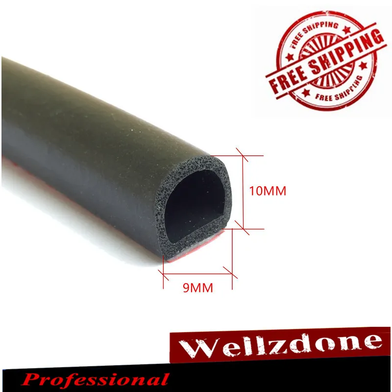 

9mmx10mm Small D Car Door Seal Rubber Waterproof Sound Insulation Shock Absorption Auto Sealant Strip for Door Tail Cover