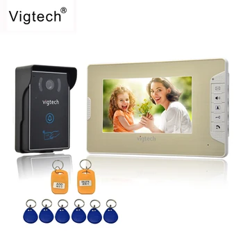 

Vigtech Home 7`` LCD Video Door Phone intercom System Kit 700TVL RFID Waterproof IR Night vision Camera free shipping