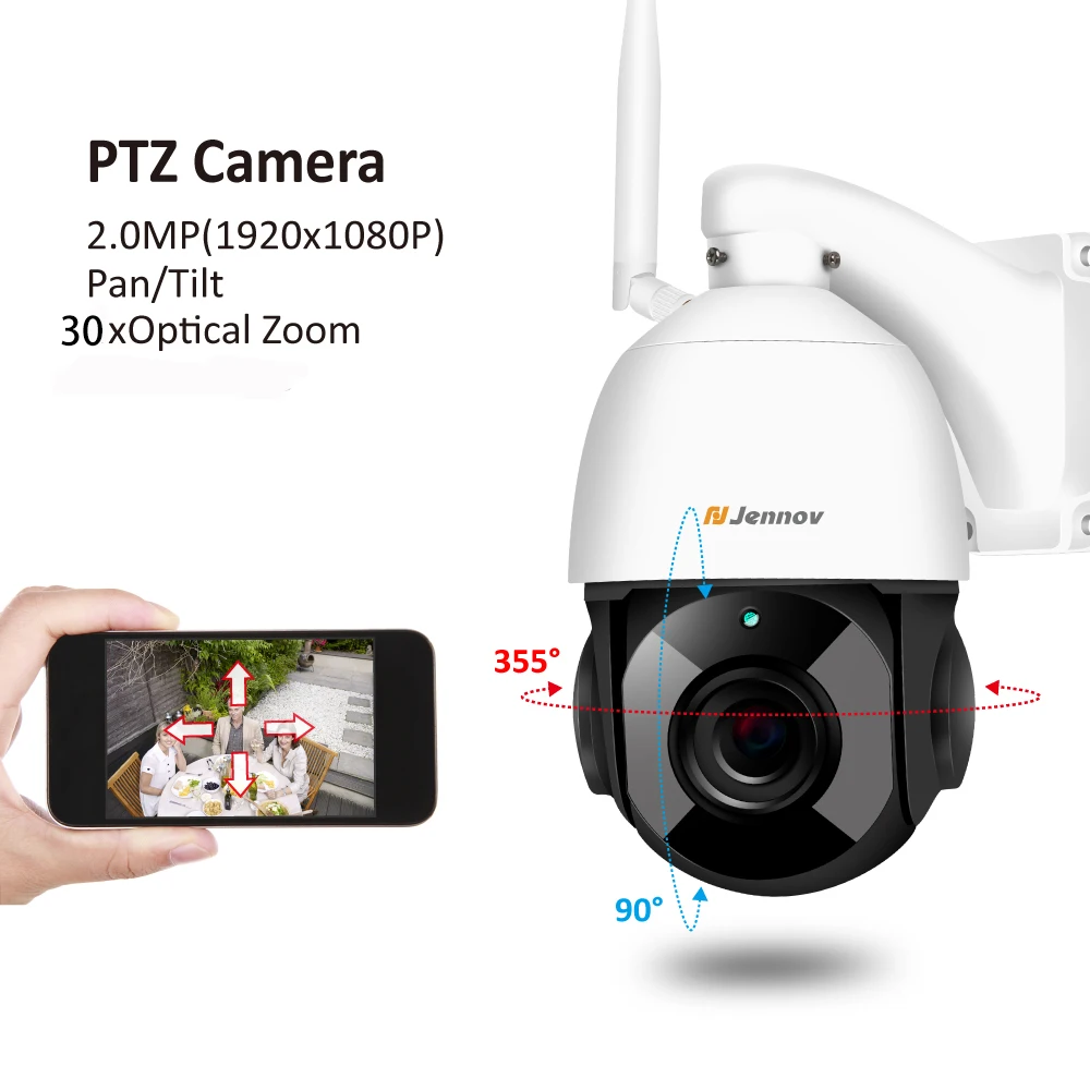 Jennov 1080P 4.5Inch 30X Zoom PTZ CCTV Security Speed Dome Camera Video Surveillance IP camera Outd