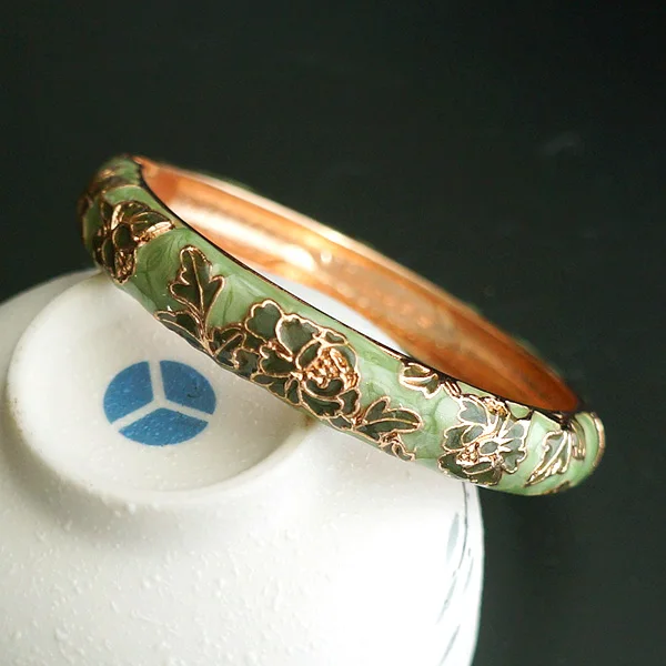Пион цветок китайский филигранный браслет с перегородчатой эмалью традиционное рукоделие Этнические браслеты для женщин аксессуар модные украшения