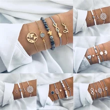 Yobest продукт 4 шт./компл. стрела с округлым с украшением в виде кристаллов многослойные бусы Браслеты браслеты розовый модные вечерние ювелирные изделия