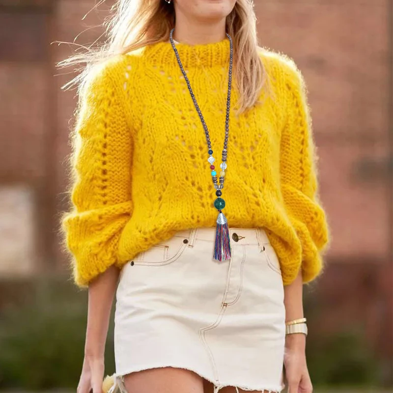 

The Hottest in 2019 Tasseled Necklace long fashionable Hand Beaded sweater chain
