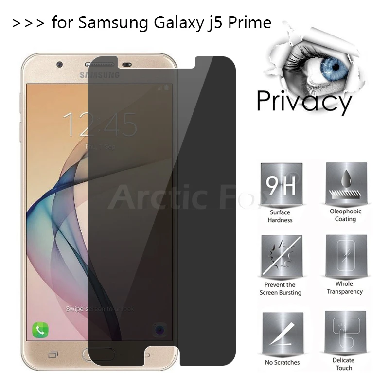 Высококачественное антишпионское закаленное стекло 2.5D Arc Edge для Samsung Galaxy J5 Prime SM
