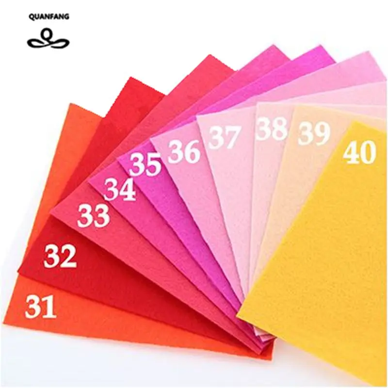 Felt Fabric Sheet 40pcs/lot Felt Non Woven Fabric 1mm Thickness 10x10 cm For Sewing Crafts
