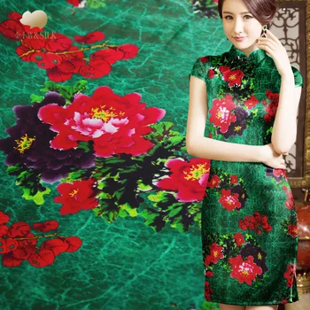 

2018 new flower pattern silk fabric digital inkjet silk stretch satin fabric soft chinese silk fabric wholesale silk cloth