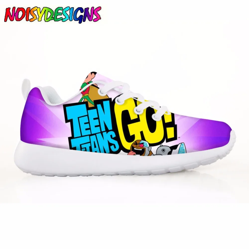 Teen Titans Go Pattern Flats Shoes Kids Casual Comfortable Mesh Shoes for Children Girls Boys Titans Go Sneakers Light Weight