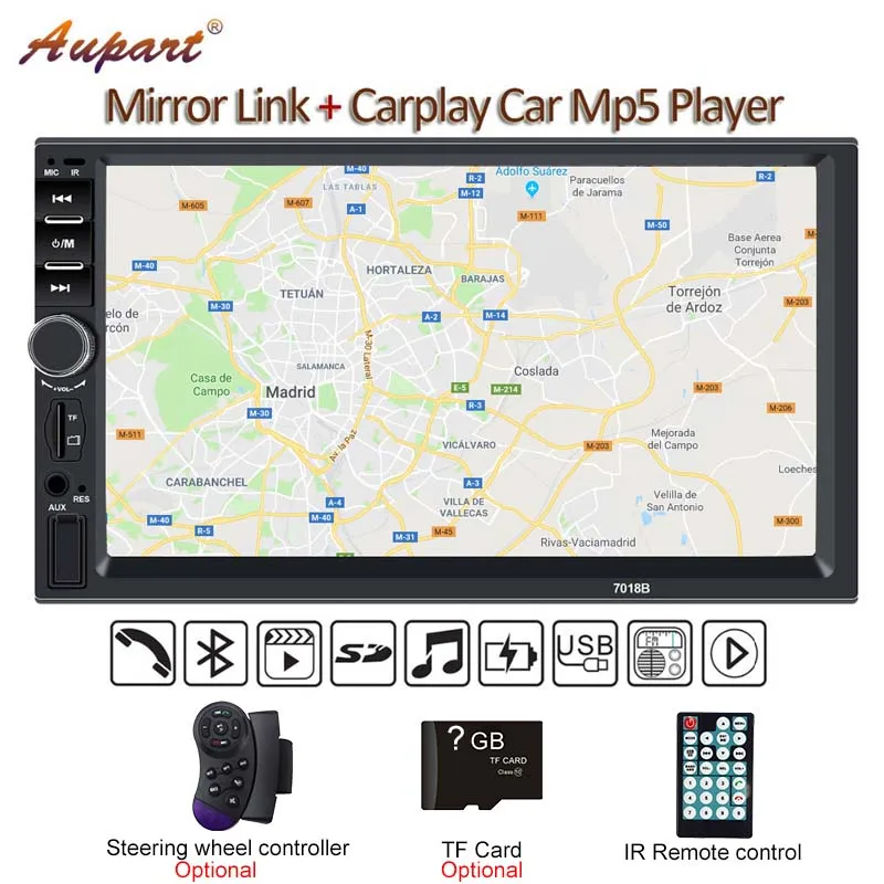 2 Din Multimedia Player DIN car radio with rear camera General 7'' Touch Screen Autoradio Car MP5 New 7018B Carplay & Mirrorlink