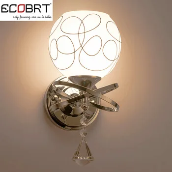[ECOBRT] Modern Glass Wall Lamps Lighting with Crystal Decoration Wall lights Bedroom Bedside lamp Sconces lamps in bedroom