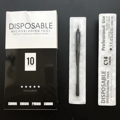 Manual de Ferramenta de 15 Descartáveis Caneta Microblading Tatuagem Agulhas Sombreamento Duplo Tebori Microblade Agulha Ferramentas Kit Armas With18 u