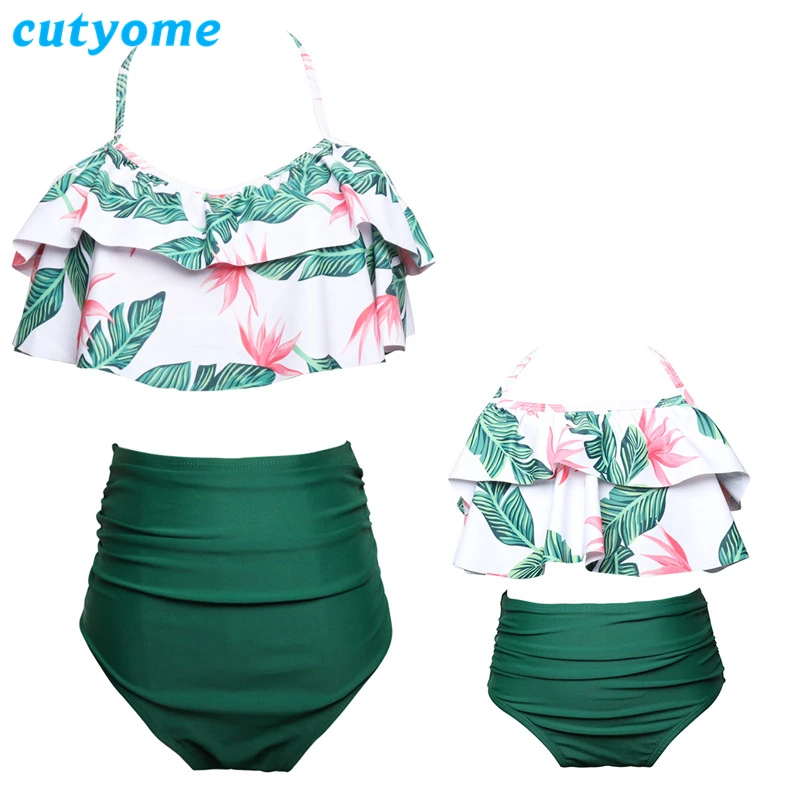 

Mother Daughter Swimsuits Cutyome Family Look Matching Mommy and Me Ruffles Bikini Bahitng Swimwear Set Mom and Daughter Clothes