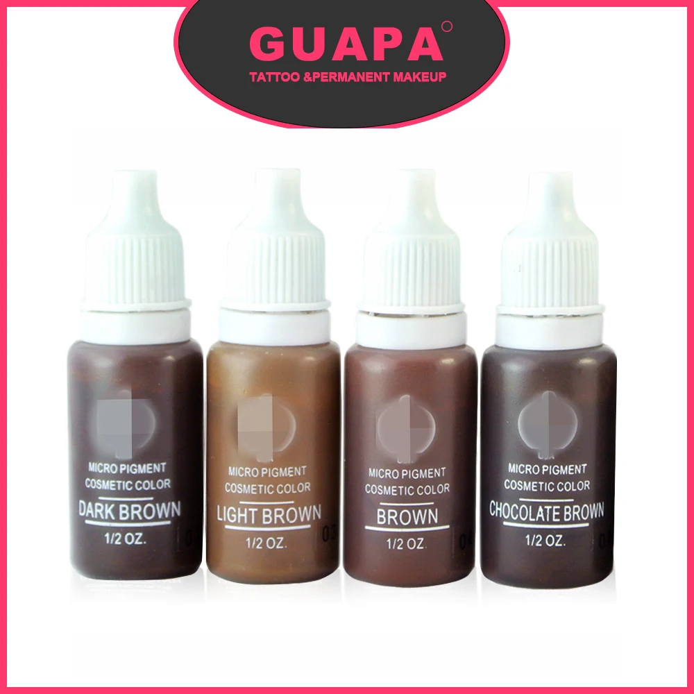 

Free Shipping 4 colors Permanent Makeup Pigments Set Tattoo Ink Cosmetic 15ml Bottle for Tattoo Eyebrow Lip Make Up Mixed Color