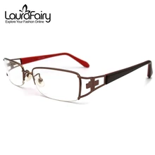 Лаура Фея элегантные женские коричневые очки оправа выдалбливают дизайн цветной блок храм полуоправы близорукость очки для женщин