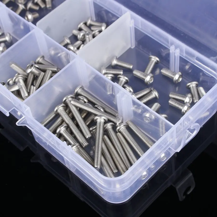 

New 120cs/Set M3 Button Head Socket Cap Screw Assortment Kit 4/6/8/12/16/20mm Stainless Steel Button Head Socket Cap Screw