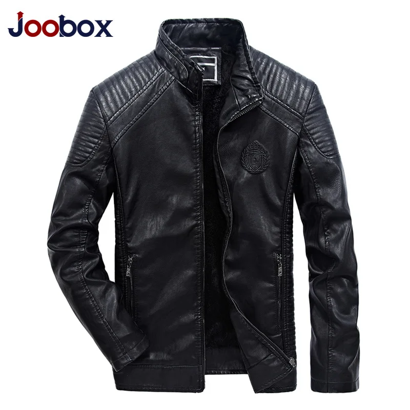 JOOBOX роскошные мужские кожаные куртки осень зима PU пальто для мужчин плюс бархатная верхняя одежда Байкер Мотоцикл мужской классический черный пиджак - Цвет: 2