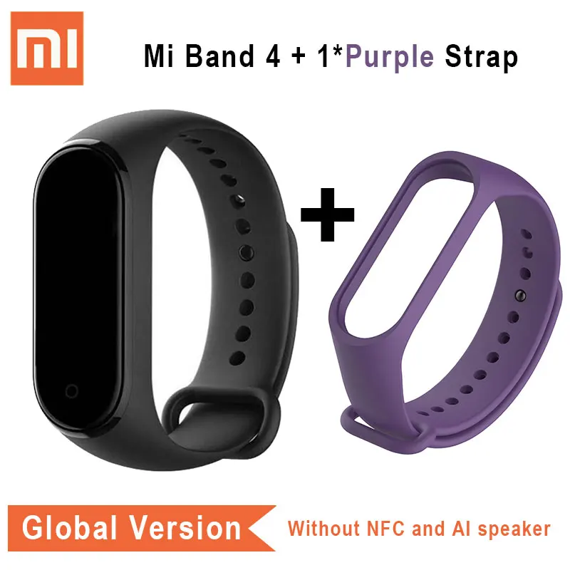 Xiaomi mi Band 4 глобальная версия браслет сердечного ритма mi Band 4 CN версия Смарт фитнес-Браслет Водонепроницаемый браслет умный браслет - Цвет: Global n Purple