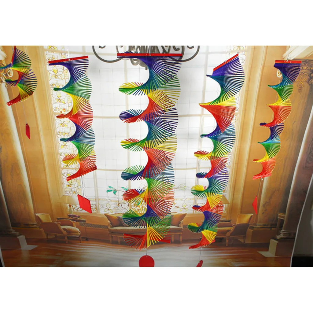 Rainbow Color Spiral Wind Garden Park Tent Charm Hanging Spinner 5 Size 