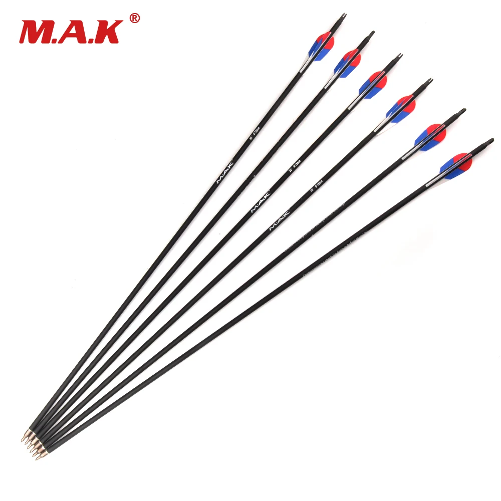 

6/12/24 pcs Mixed Carbon Arrow Russian Flag Pattern Length 30 Inches Diameter 7.8mm Spine 500 for Compound Bow Archery Hunting