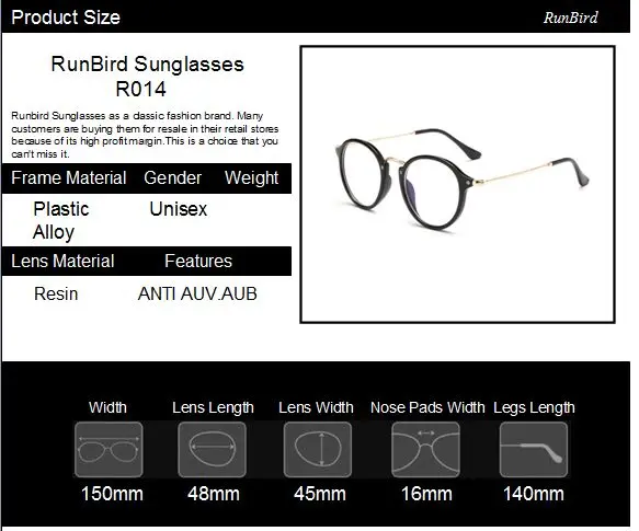 RunBird круглые очки оправа женские оправа для очков от близорукости мужские компьютерные винтажные обычные очки Lunettes De Soleil R538