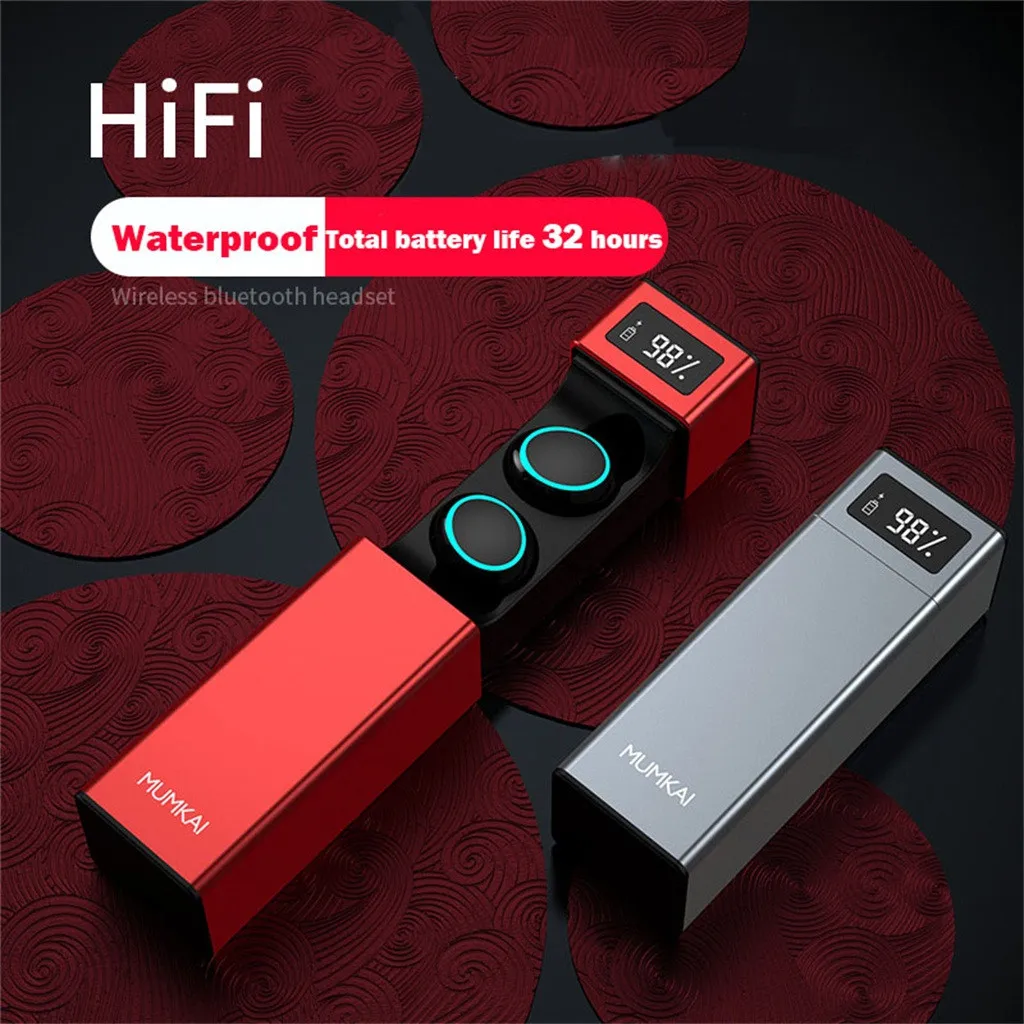 TWS bluetooth 5.0 True Wireless Earbuds Smart Waterproof Stereo Hifi Earphone 3D Stereo with Dual Microphone and Charging box