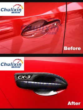 

Free shipping ABS carbon fiber outside door handle Door bowl decorative cover car accessories for Mazda CX-3 CX 3 CX3 2015-2018