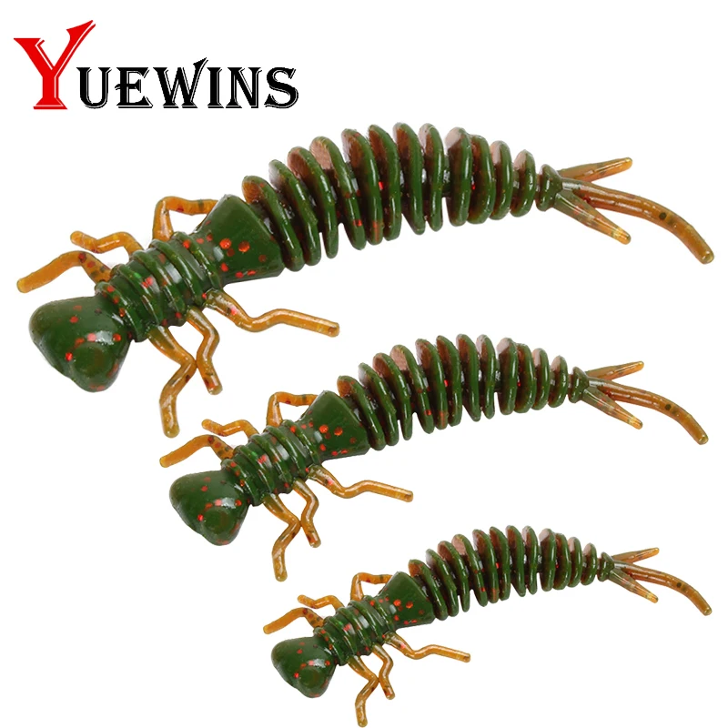 Yuewins يرقة 55 مللي متر/75 مللي متر/100 مللي متر لينة طعم بلاستيكي للسمك يرقة العائمة المياه العذبة Swimbaits سيليكون لينة الطعم دودة ل الصيد السحر