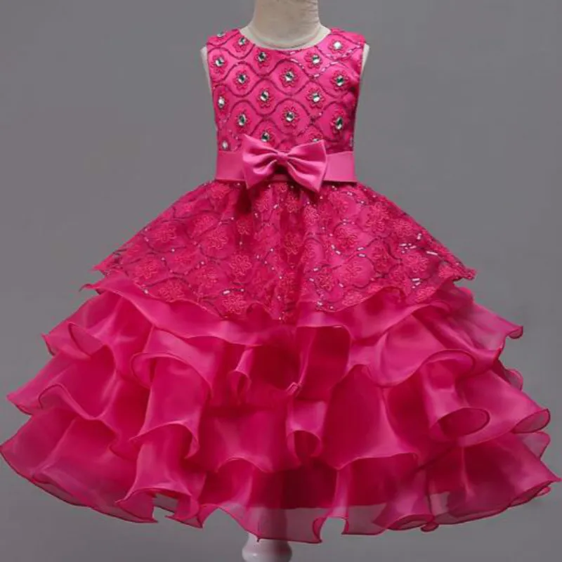 

New Christmas Girl Dress Upscale 3-14 yrs princess Dresses girls Wedding Sequins Embroidered Formal Girl Birthday Party Dress