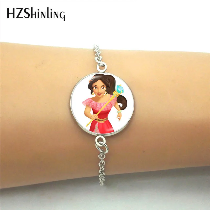 HZShinling Elena of Avalor, стеклянные круглые браслеты для женщин, девушек, искусство, латам, принцесса, Елена, шарм, звено, цепочка, браслет, мини-001 - Окраска металла: 11